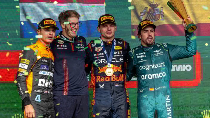 Lando Norris, Max Verstappen and Fernando Alonso at Brazil 2023