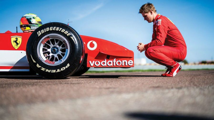 VIDEO: Schumacher drives father's exact title-winning Ferrari F2002
