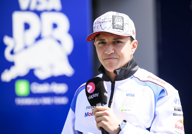 Hadjar during interview at Suzuka