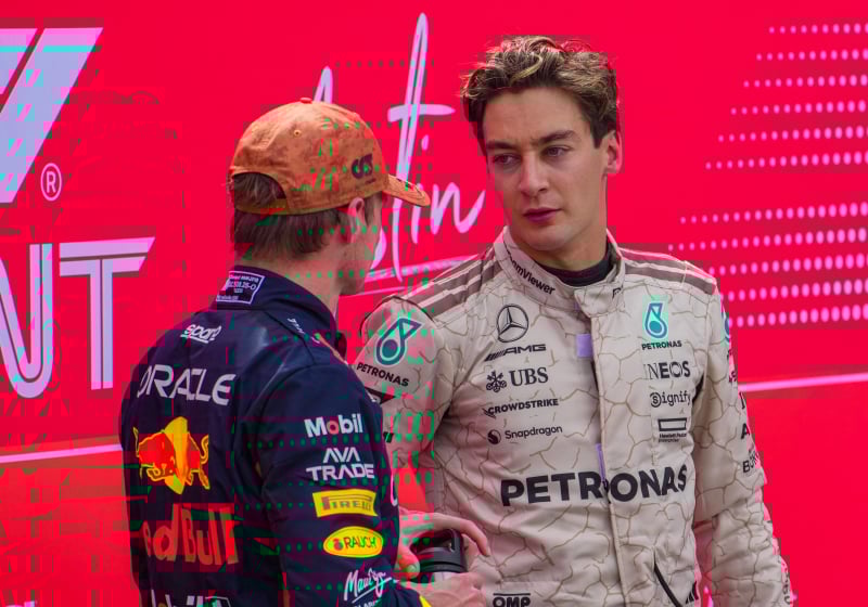 George Russell and Max Verstappen in Austin