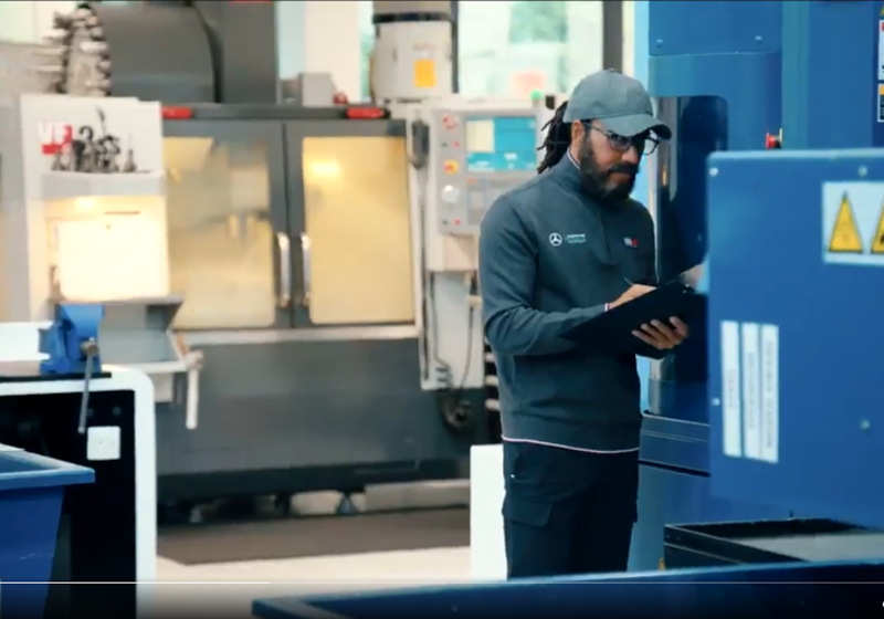 WATCH: Disguised Hamilton surprises aspiring engineers on Mercedes tour