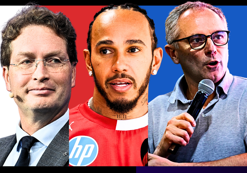 ola kallenius, lewis hamilton, stefano domenicali, f1, graphic