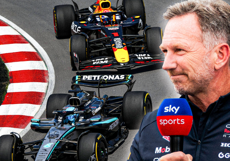 Russell, Verstappen, Horner, socials