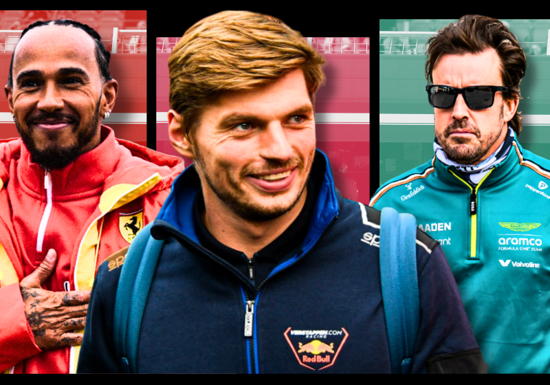 Max Verstappen, Lewis Hamilton and Fernando Alonso are pictured in a composite next to each other