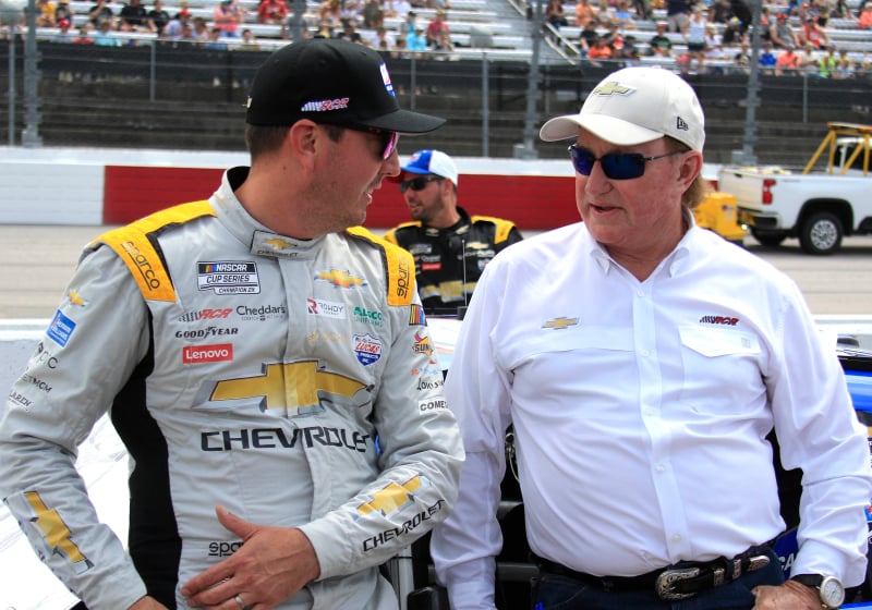 An image of NASCAR team owner Richard Childress with Cup Series star Kyle Busch