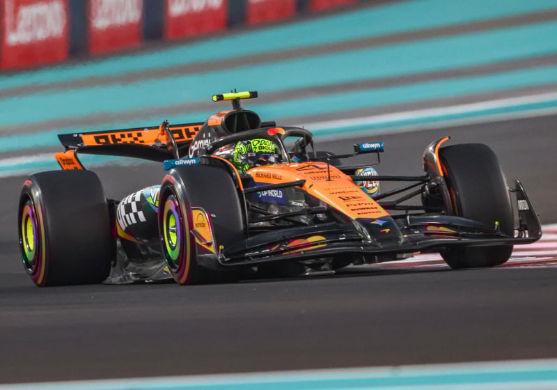 Norris during practice in Abu Dhabi