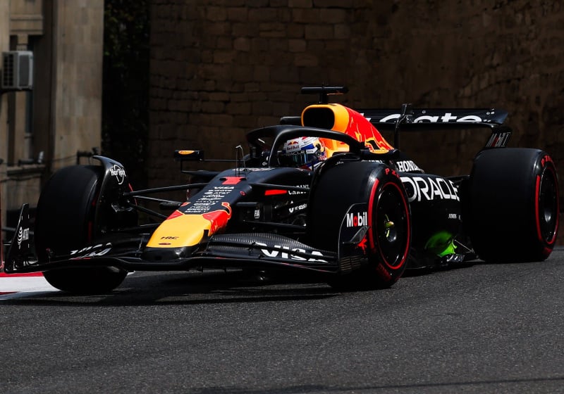 Verstappen during FP1 in Baku