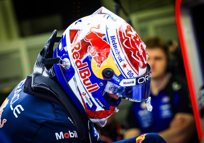 Max Verstappen during testing in Bahrain