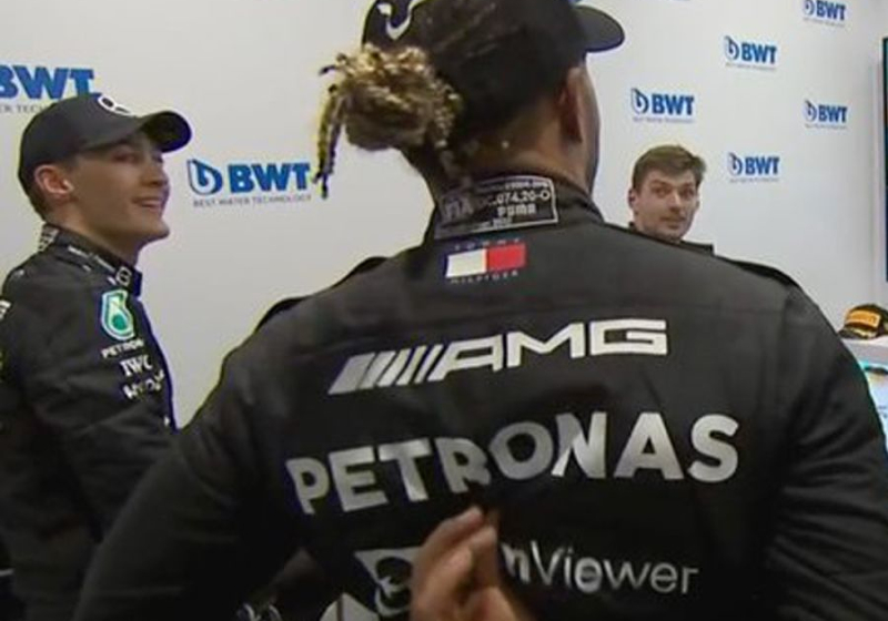 Max Verstappen, Lewis Hamilton y George Russell se burlan de Ferrari