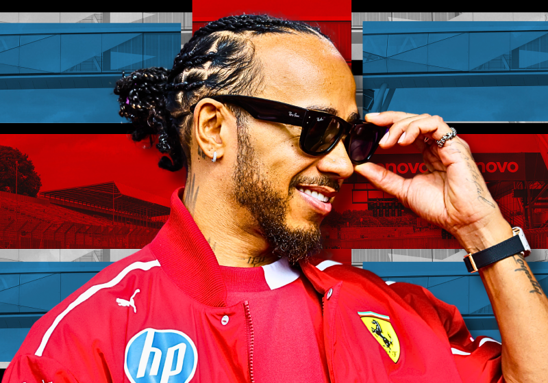 Lewis Hamilton with the British flag