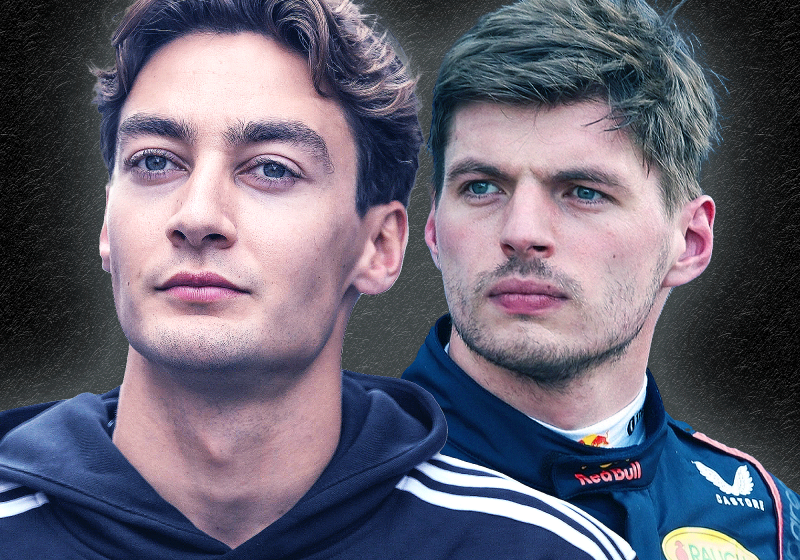 George Russell and Max Verstappen