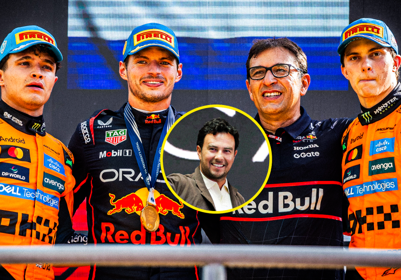 Pérez, Verstappen, Norris, Piastri, socials