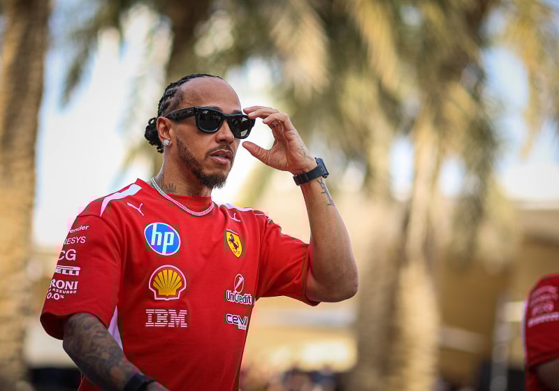 Lewis Hamilton during F1 testing in Bahrain