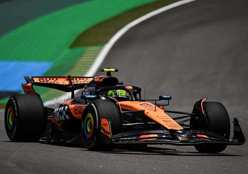 Norris during practice at Interlagos