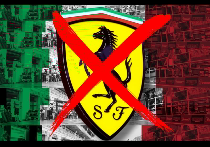 Cross through Ferrari logo