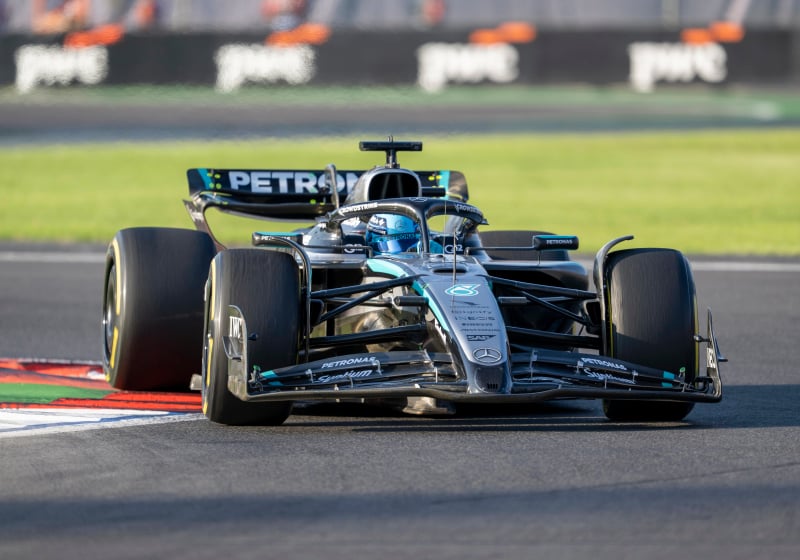 Russell during practice in Mexico