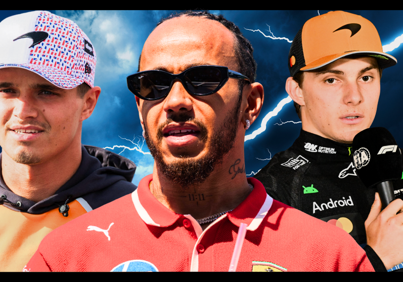 Oscar Piastri, Lewis Hamilton, Lando Norris are cropped together in an image