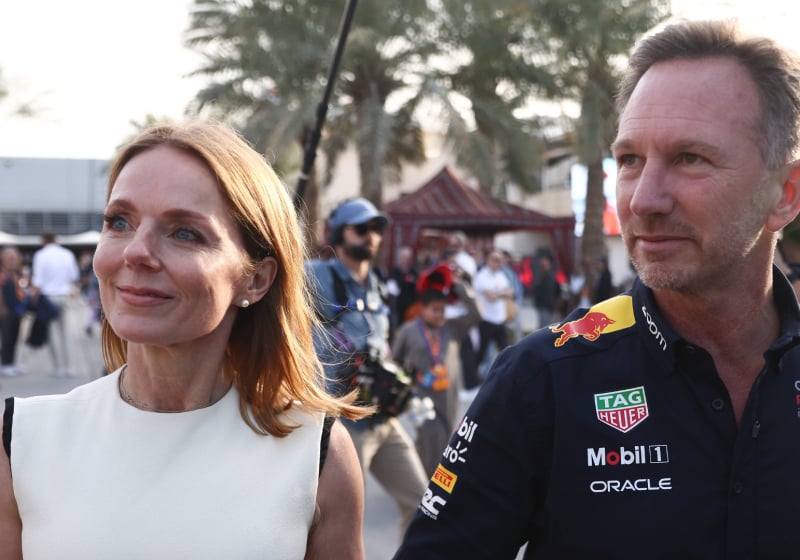 Geri Halliwell-Horner and husband Christian Horner in F1 Bahrain paddock 2024