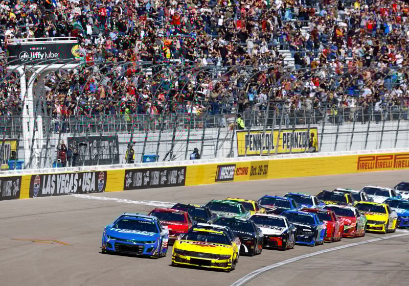 NASCAR cars at the 2024 Pennzoil 400 in Las Vegas
