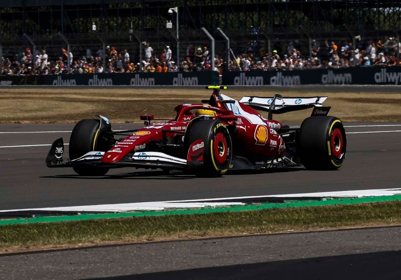 Hamilton during FP1 at Silverstone