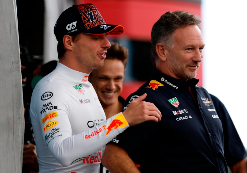 Christian Horner and Max Verstappen