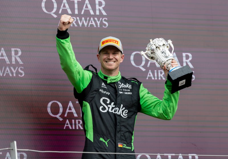 Hulkenberg on the podium at Silverstone