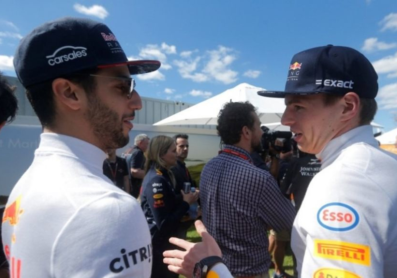 In beeld: Verstappen en Ricciardo vermaken zich in China