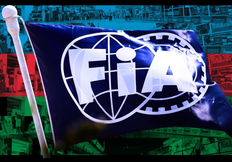 The FIA flag waves with an Azerbaijan background