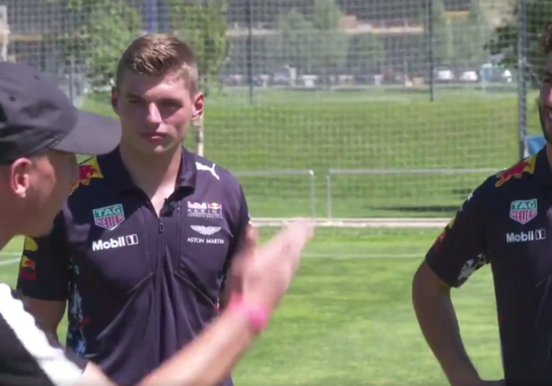 VIDEO: Verstappen en Ricciardo doen The Crossbar Challenge