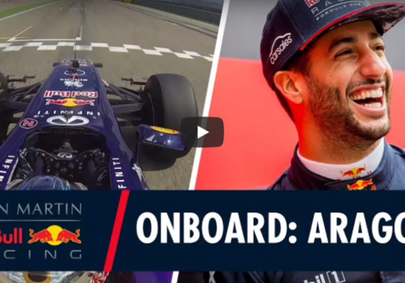 VIDEO: Ricciardo scheurt over het Spaanse circuit van Aragon