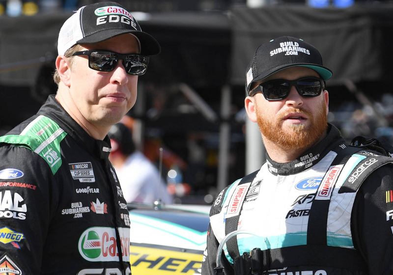 An image of NASCAR drivers Brad Keselowski and Chris Buescher