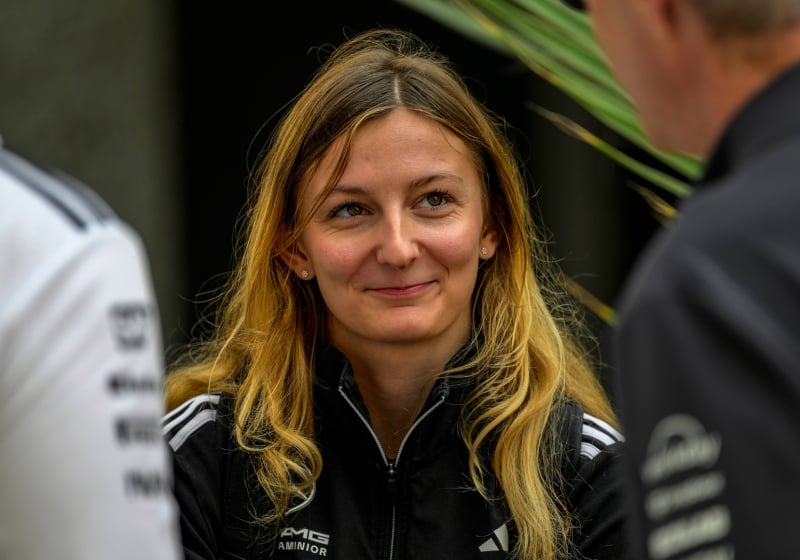 Doriane Pin smiling at the 2025 Imola Grand Prix