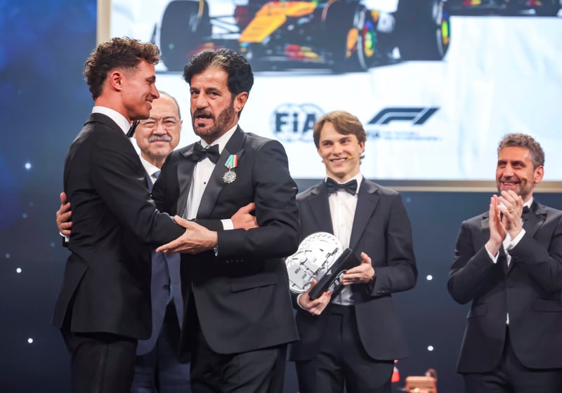 Norris with Ben Sulayem at FIA Prize Giving Ceremony