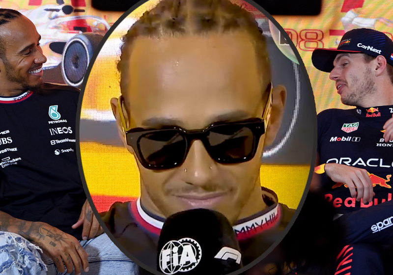 Verstappen dolt met zonnebril dragende Hamilton: "Volgende keer met helm op?"