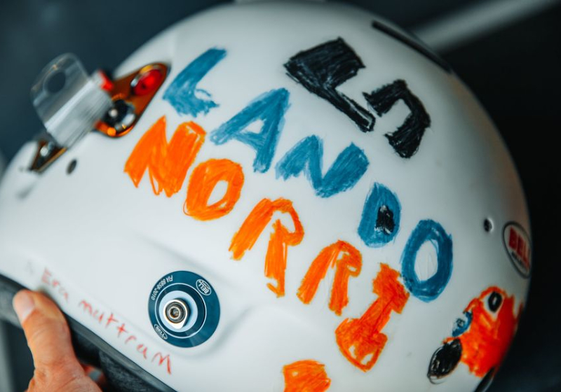 Norris arranges a special delivery for six-year-old helmet designer Eva