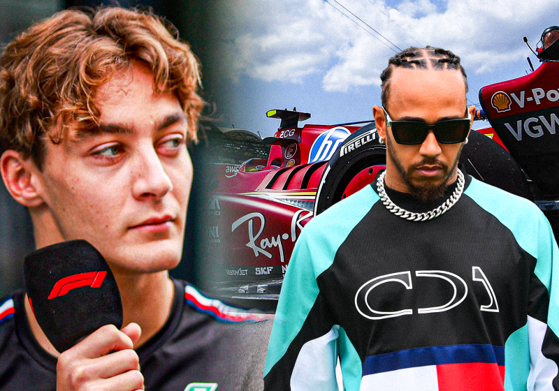 Hamilton, Russell, Ferrari, socials