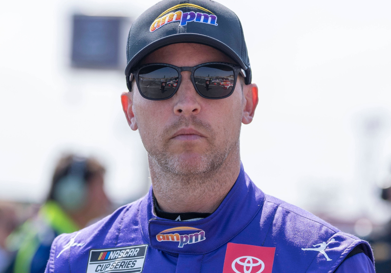 NASCAR driver Denny Hamlin looking straight into the camera