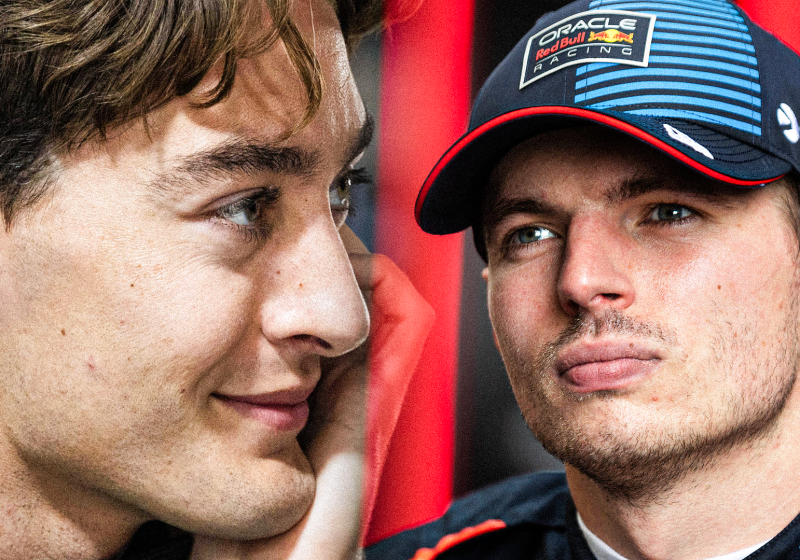 Russell, Verstappen, socials
