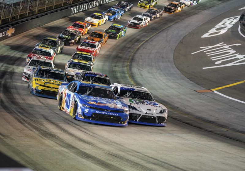 A generic image of the NASCAR Xfinity Series racing at Bristol Motor Speedway