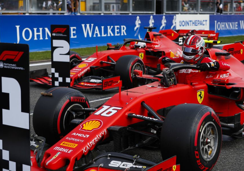 Dit is de chaotische startopstelling voor de Grand Prix van België