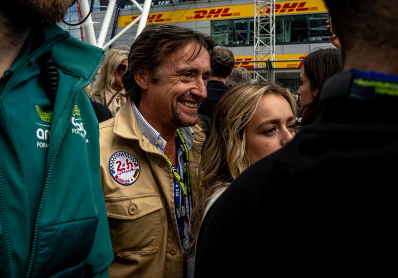 Richard Hammond smiles with his daughter Izzy on the grid at the 2024 British Grand Prix