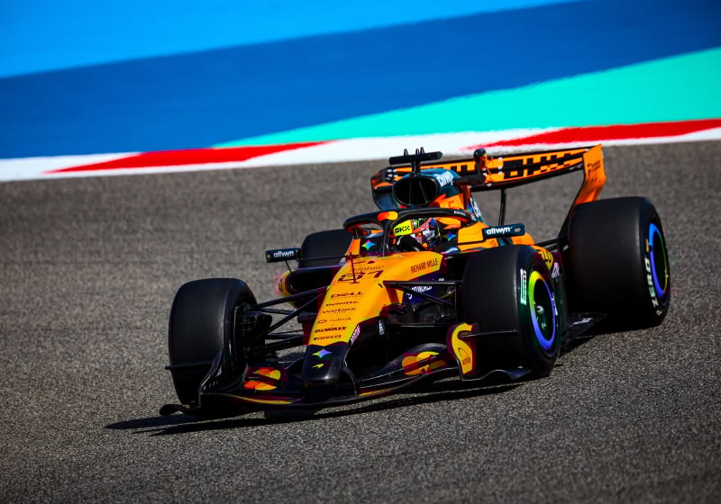 Piastri during Day 1 of Bahrain Test 1