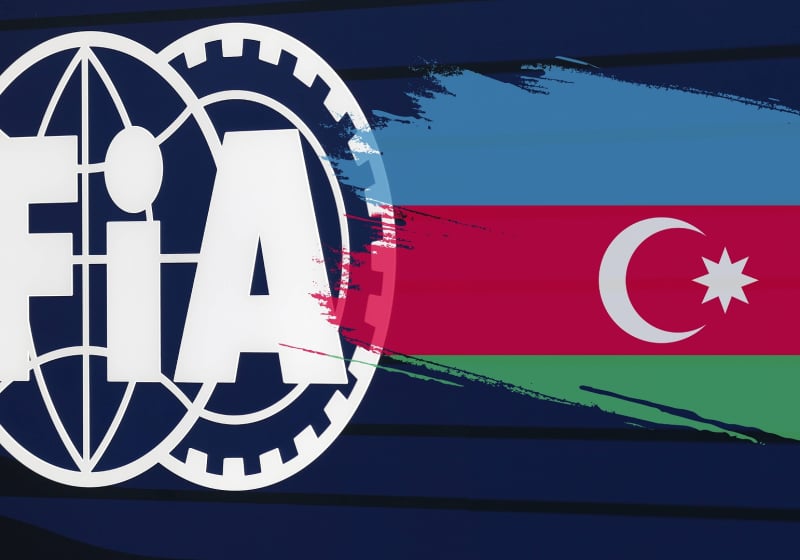 The FIA logo with the Azerbaijan flag alongside it