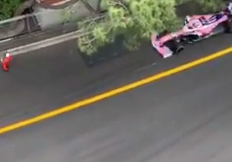VIDEO: New angle of Perez almost hitting Monaco marshals emerges