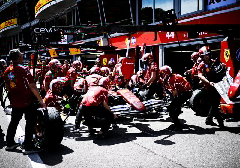 Ferrari pit at the Monaco Grand Prix
