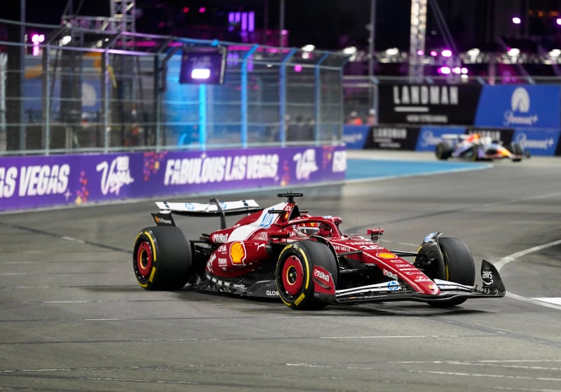 Leclerc during FP1 in Las Vegas