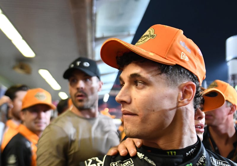 Lando Norris in the Abu Dhabi paddock