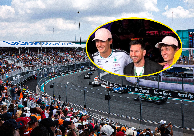 Messi brengt bezoekje aan paddock Miami voorafgaand aan race