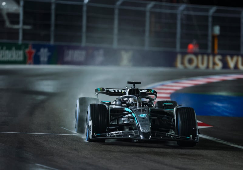 Russell during qualifying in Las Vegas