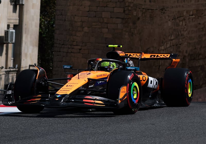 Norris during FP1 in Baku